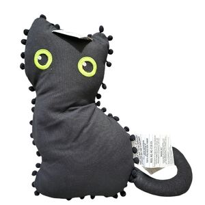 New With Tags Halloween Black and Green Cat-Shaped Decorative Pillow 15" Cute